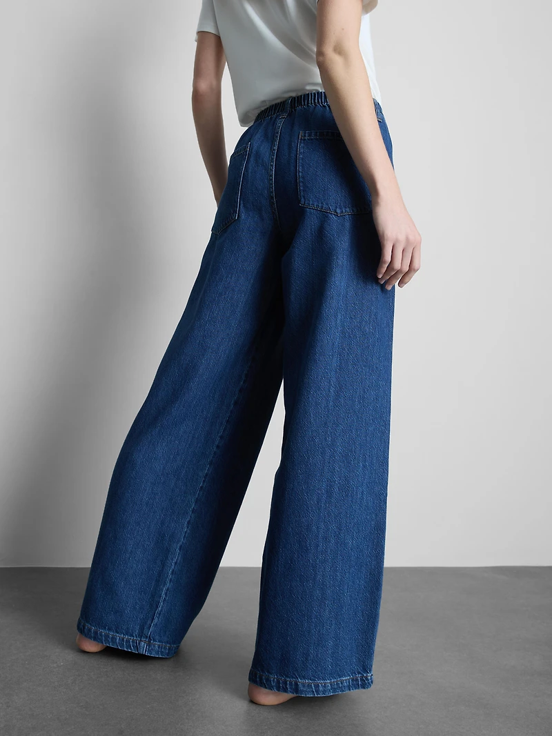 Tie-Waist Mid-Rise Wide-Leg Jeans