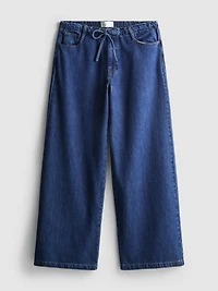 Tie-Waist Mid-Rise Wide-Leg Jeans