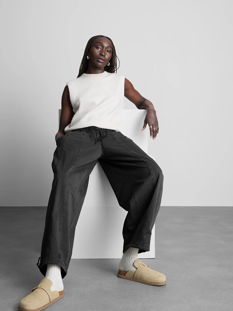 Wide Leg Seam Detail Utility Pants