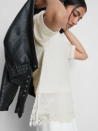 Broderie Hem Short Sleeve Sweater