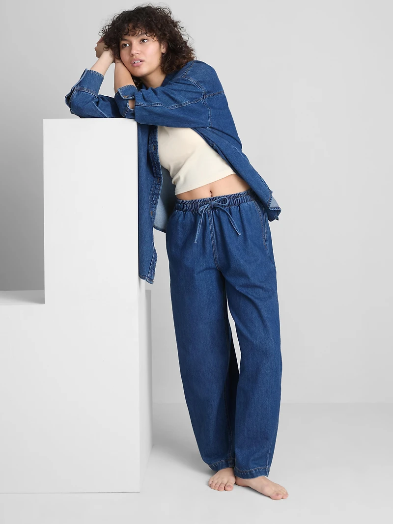 Cotton Denim Tapered Jogger Jeans