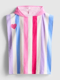 Stripe Hooded Terry Poncho