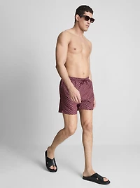Geometric Drawstring Swim Trunks