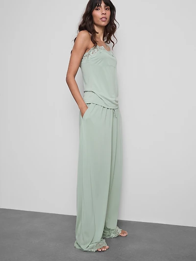 Modal-Rich Lace-Trim Pajama Bottoms