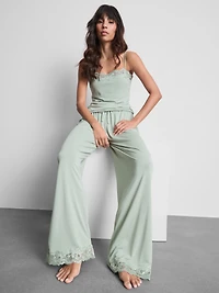 Modal-Rich Lace-Trim Pajama Bottoms