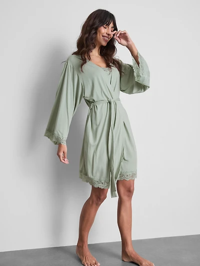 Modal-Rich Lace-Trim Robe