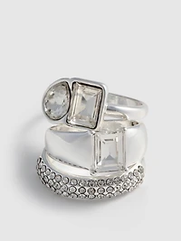 3pk Chunky Rhinestone Rings