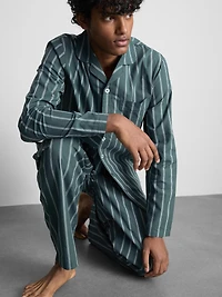 Stripe Poplin Long Pajamas