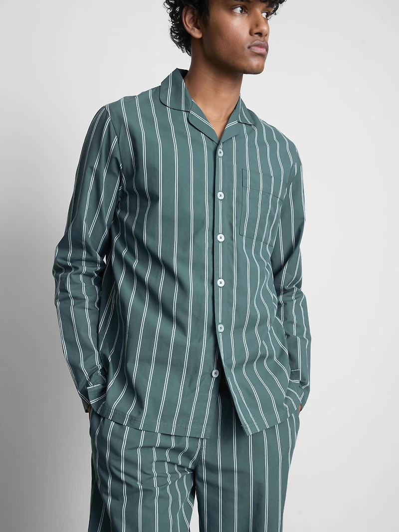 Stripe Poplin Long Pajamas