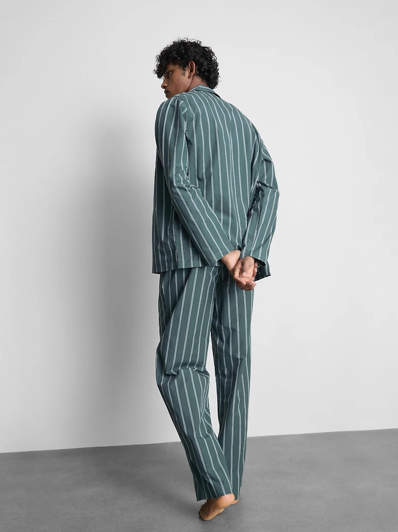 Stripe Poplin Long Pajamas
