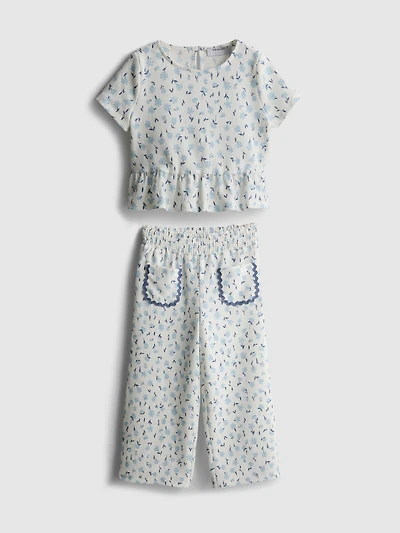 1.5-8yrs | Crinkle Peplum Top and Pants Set