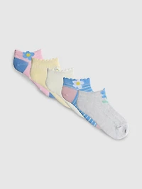 5pk Flower-Patterned Ankle Socks