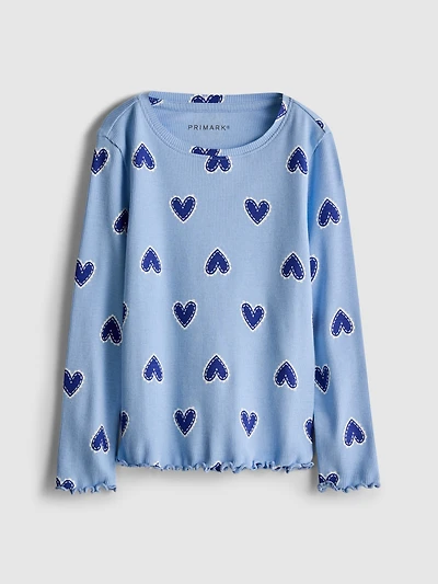 1.5-8yrs | Ribbed Lettuce Trim Long Sleeve T-Shirt