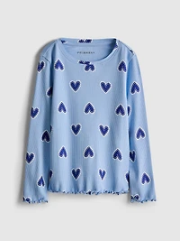 1.5-8yrs | Ribbed Lettuce Trim Long Sleeve T-Shirt