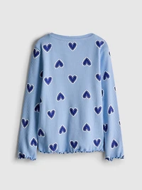 1.5-8yrs | Ribbed Lettuce Trim Long Sleeve T-Shirt