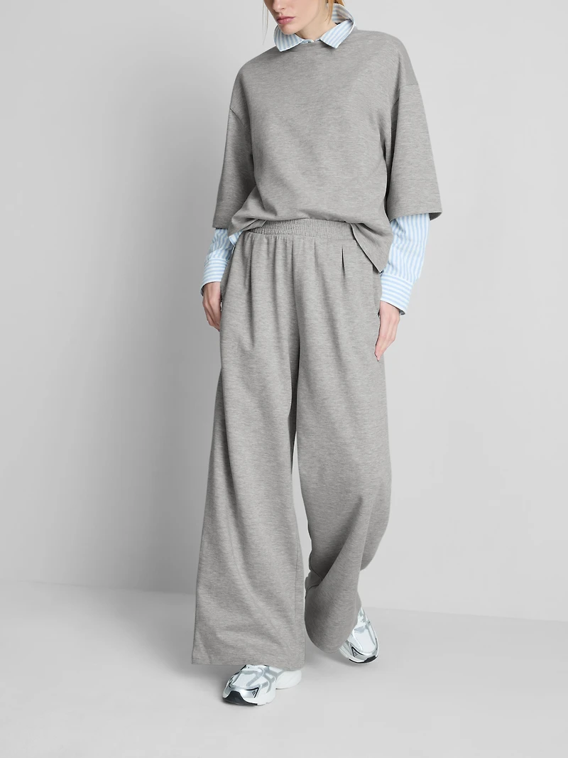 Cotton-Rich Wide-Leg Pleated Joggers