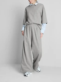 Cotton-Rich Wide-Leg Pleated Joggers