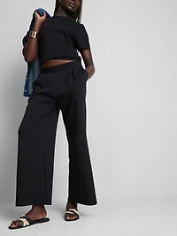 Cotton-Rich Wide-Leg Pleated Joggers