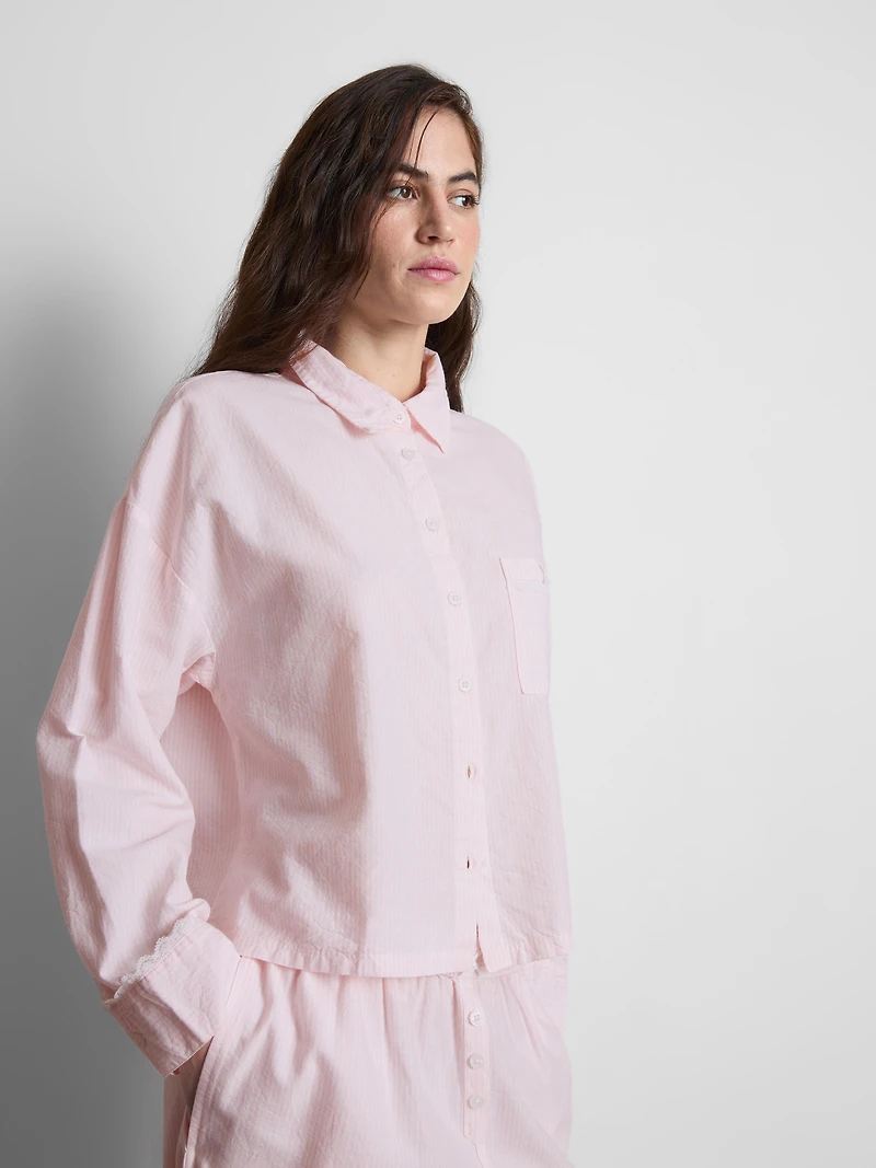 Woven Cotton Oxford Pajama Shirt