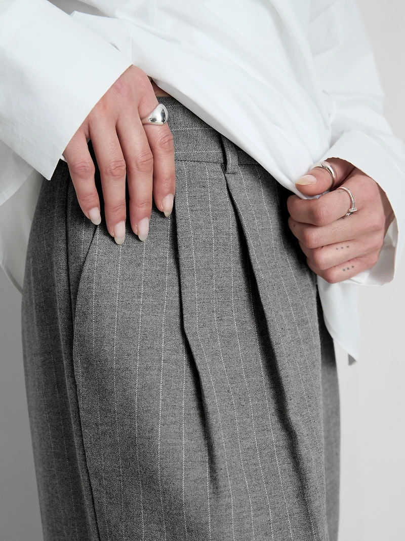 Wide Leg Pinstripe Pants
