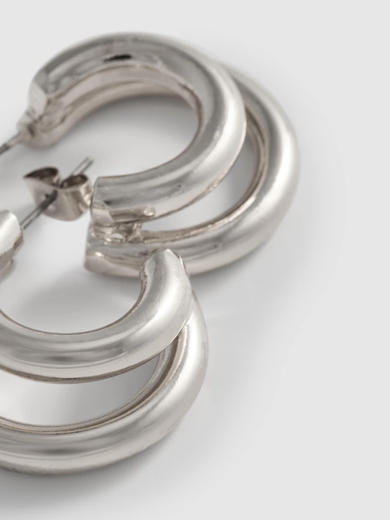The Edit Double Hoop Stud Earrings