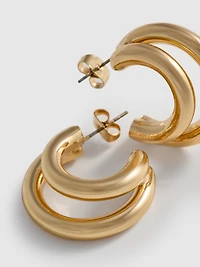 The Edit Double Hoop Stud Earrings