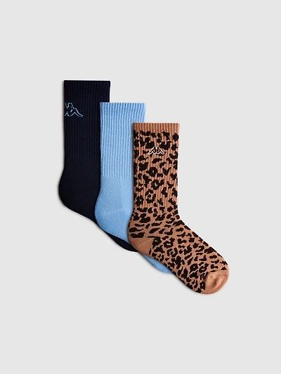 3pk Kappa Cotton-Rich Mixed-Design Crew Socks