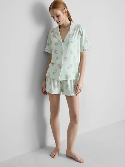 Matcha Boyfriend Shorty Pajamas