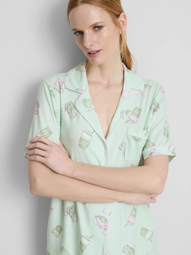 Matcha Boyfriend Shorty Pajamas