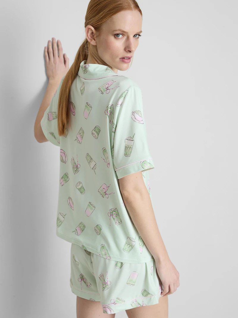 Matcha Boyfriend Shorty Pajamas