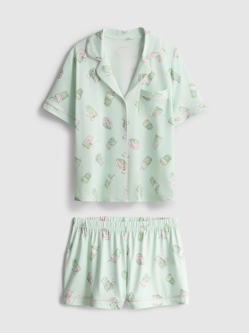 Matcha Boyfriend Shorty Pajamas