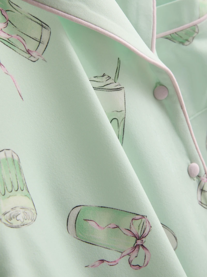 Matcha Boyfriend Shorty Pajamas