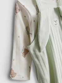 0-18mths | Long-Sleeve Onesie and Footed Overalls Newborn Set