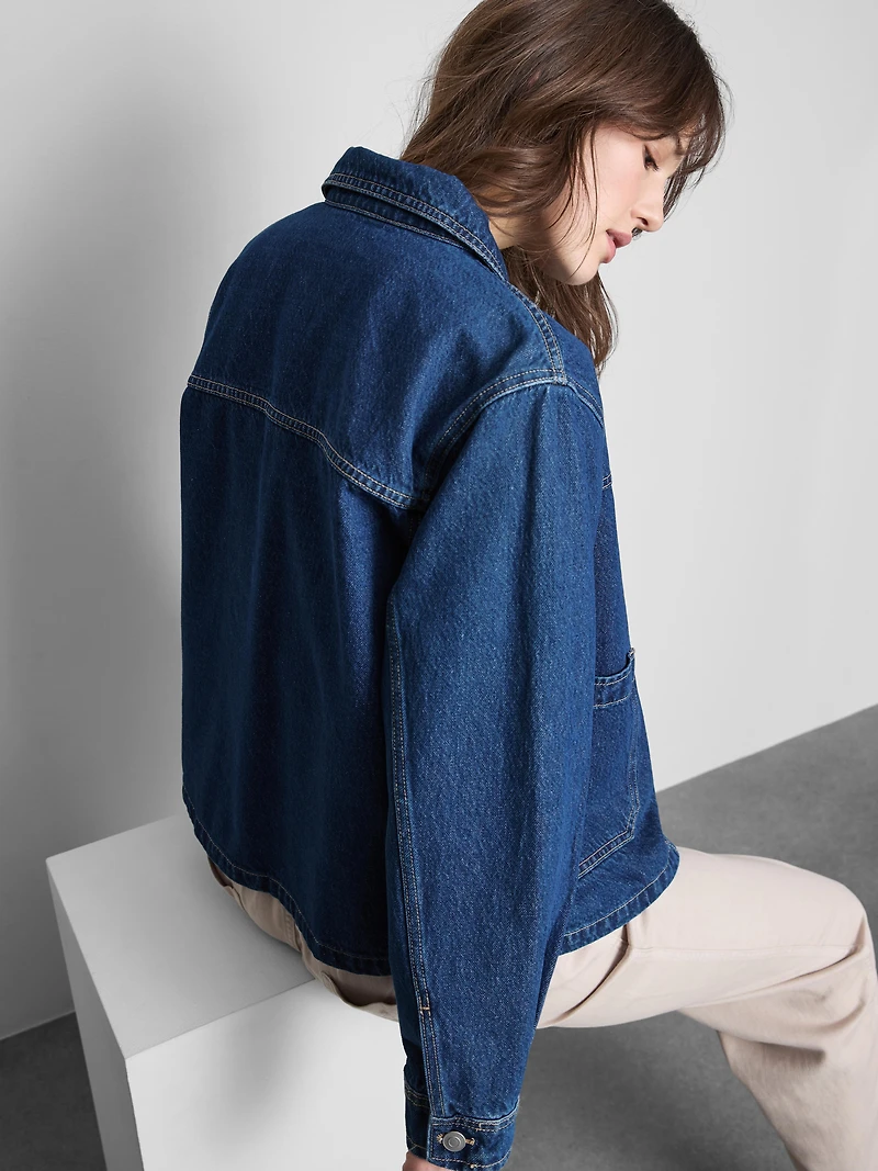 Denim Oversized Boyfriend Jacket