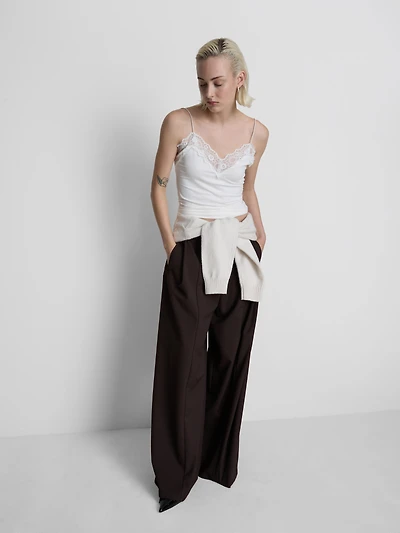 Women's Ivory Lace Trim Cami Top