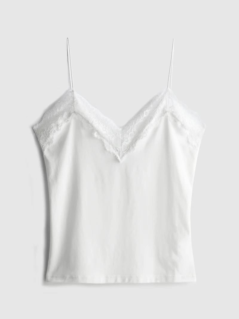 Women's Ivory Lace Trim Cami Top