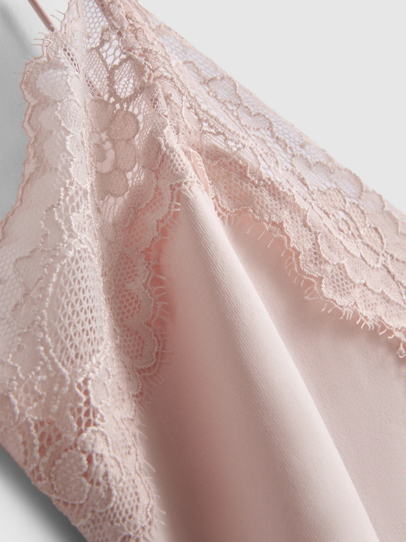 Women's Light Pink Lace Trim Cami Top