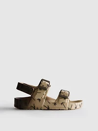 Printed Double-Buckle Strap Sandals