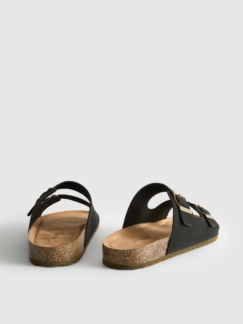 Double Buckle-Strap Mule Sandals