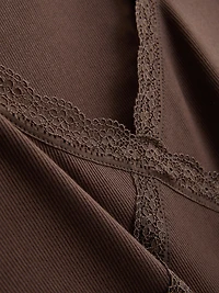 Cotton-Rich Lace-Trim Short-Sleeve Tee
