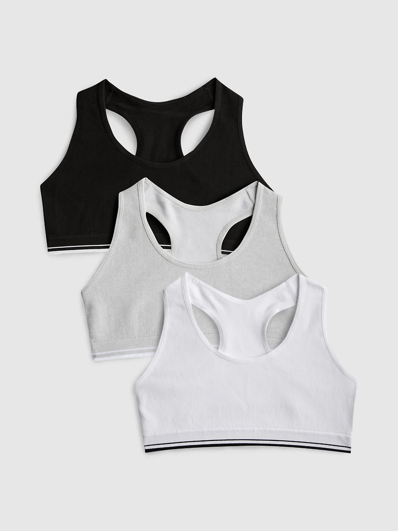 7-15yrs | 3pk Racerback Cropped Tops