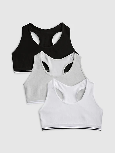 7-15yrs | 3pk Racerback Cropped Tops