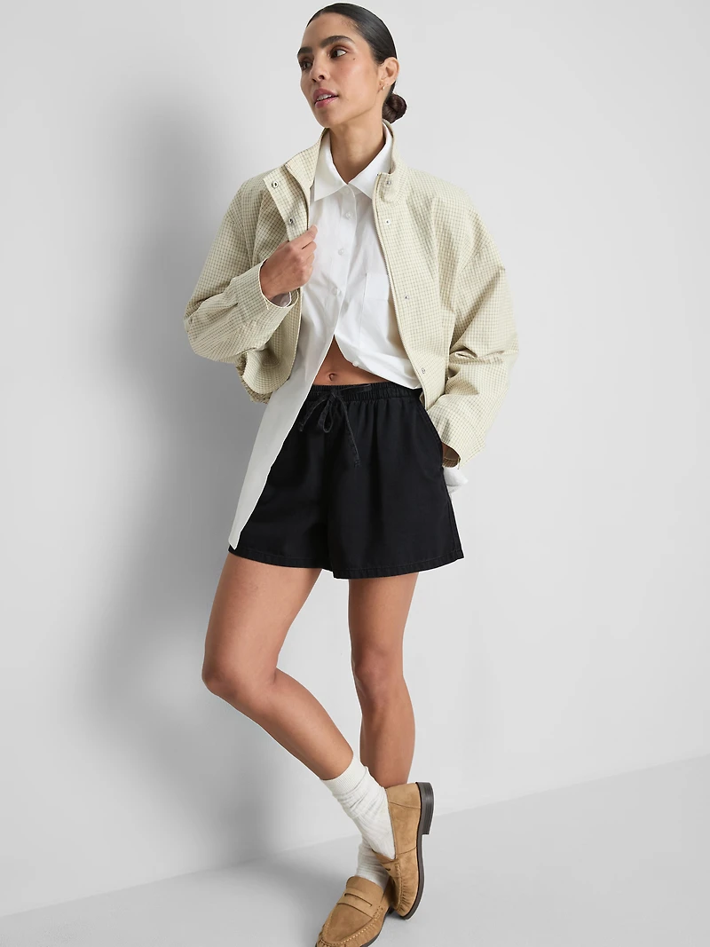 Cotton Denim Jogger Shorts