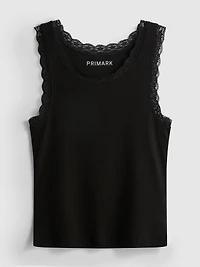 Cotton-Rich Lace-Trim Tank Top