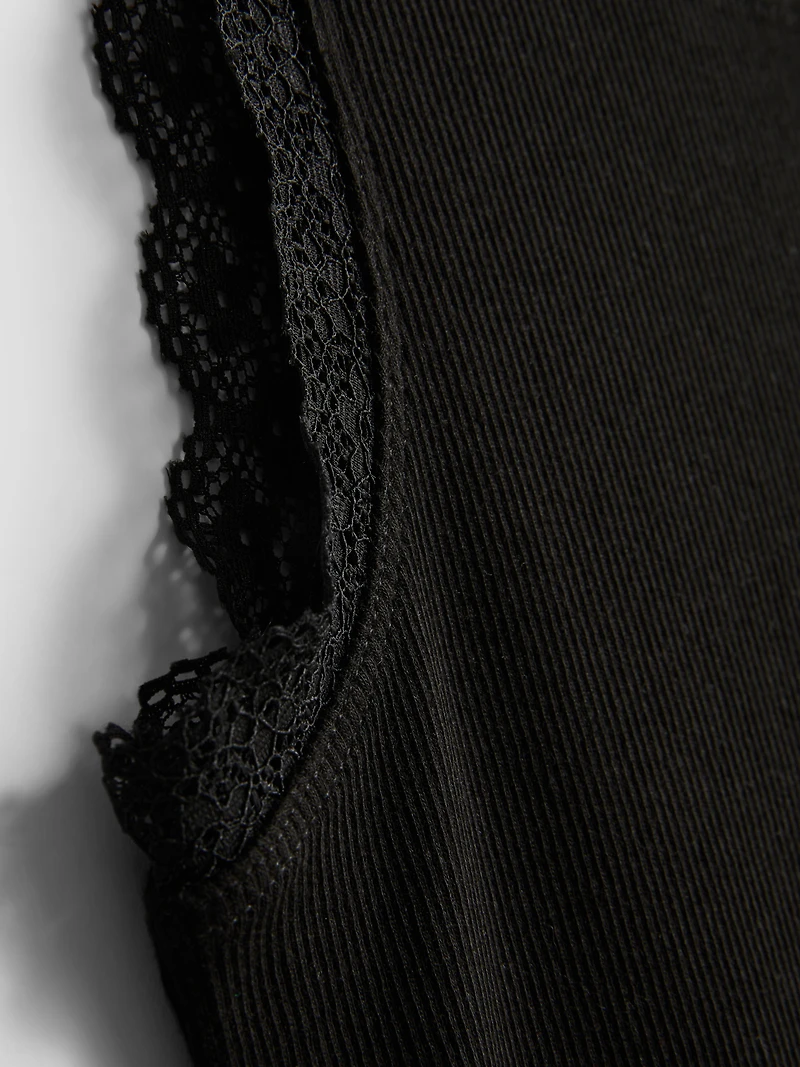 Cotton-Rich Lace-Trim Tank Top
