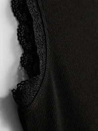 Cotton-Rich Lace-Trim Tank Top