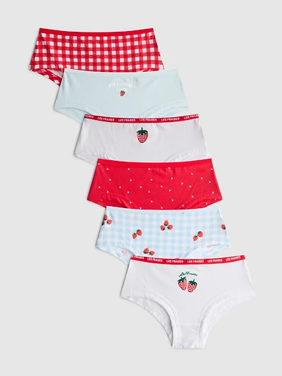 2-15yrs | 6pk Strawberry Graphic Hipster Briefs