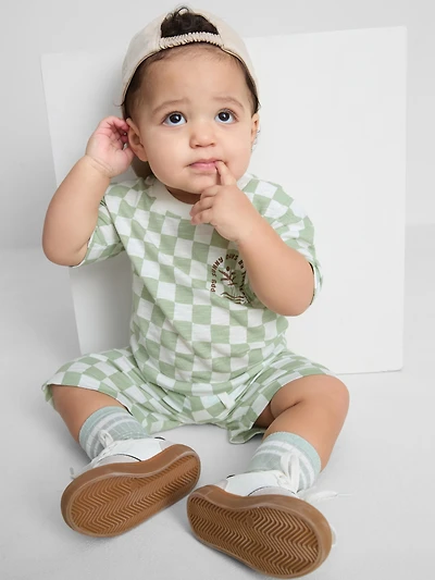 0-36mths | Check Pattern T-Shirt and Shorts Set