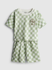 0-36mths | Check Pattern T-Shirt and Shorts Set