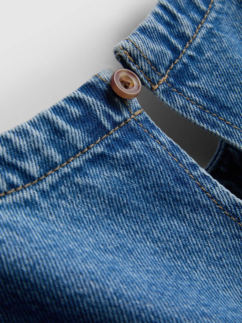 Cropped Denim Shift Top